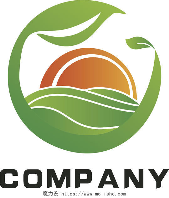 农业logo太阳logo圆形logo黄色绿色logo